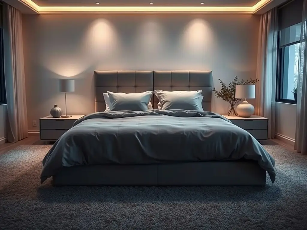 A luxurious and serene bedroom with plush bedding, elegant lighting, and a calming color palette, demonstrating Decorinthus' expertise in creating relaxing and stylish bedroom retreats.